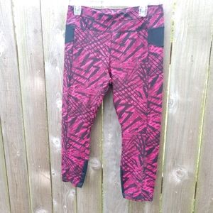 New York & Company Fuchsia Print Yoga Pants Size Large